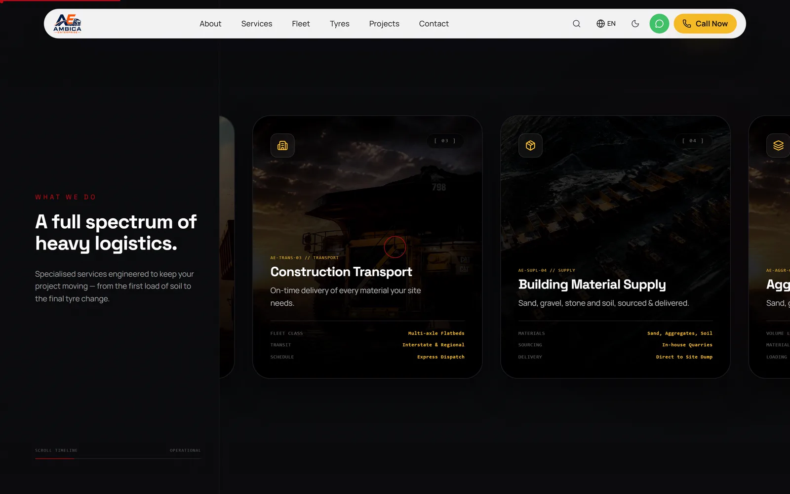 Ambica Enterprise: Services, card by card