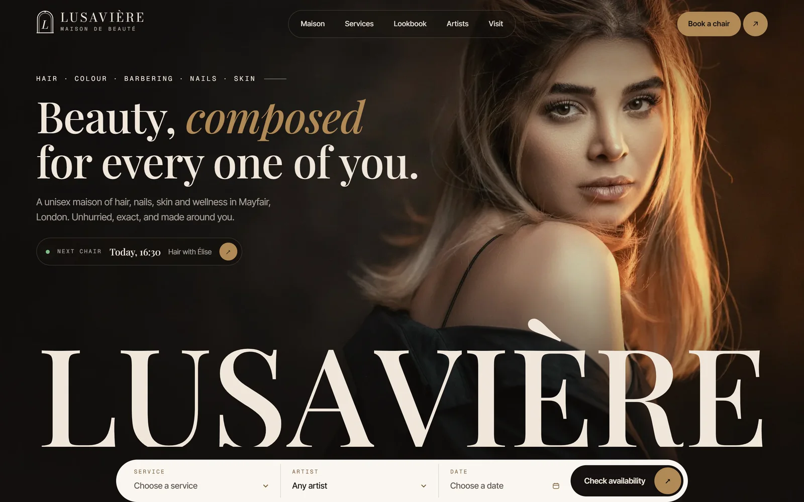 Lusavière: the live site, designed and built by Kavion Solutions